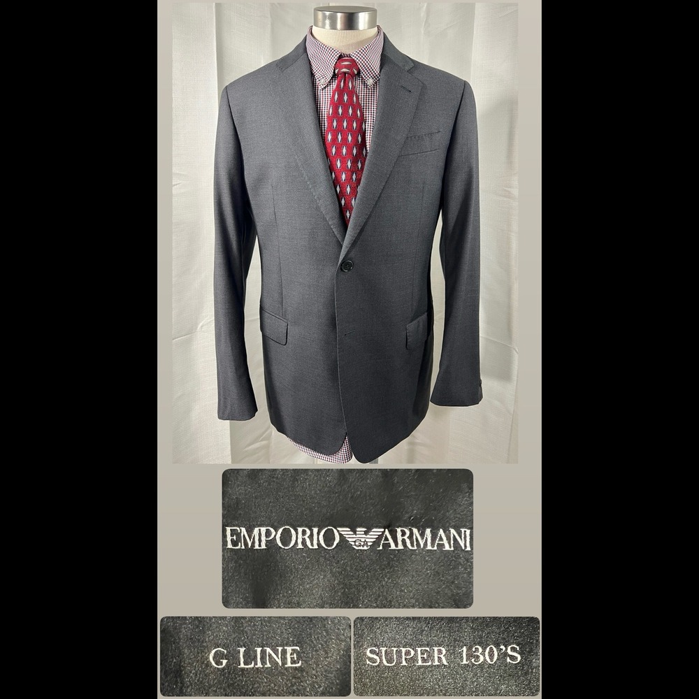 Emporio Armani G Line Super 130s Wool Blazer Mens 52 EU Charcoal Grey
